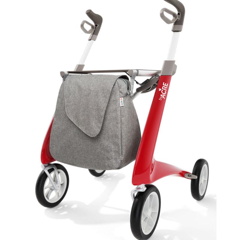 Rollator Lichtgewicht en Stabiel- Carbon - Ultralight Rood Met Weekend Bag - Hulpmiddeldiscounter.nl