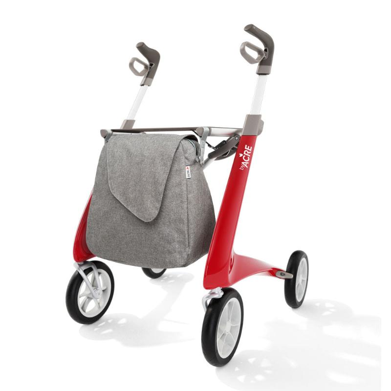 lichtgewicht Rollator Carbon-Ultralight Rood Met Weekend Bag - Hulpmiddeldiscounter.nl