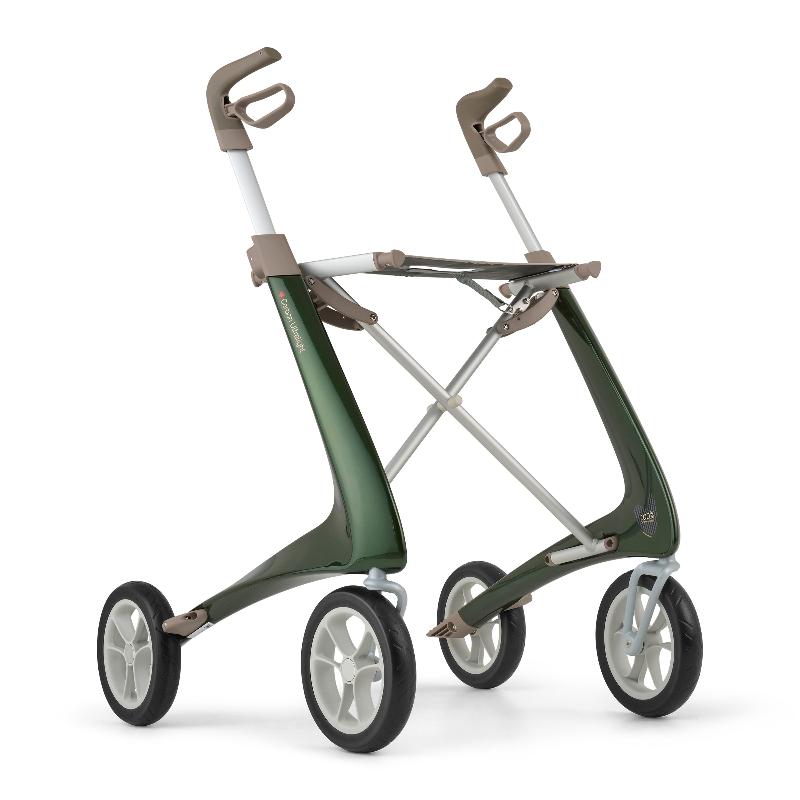 Lichtgewicht Rollator Carbon- Groen Met Organiser Bag - Hulpmiddeldiscounter.nl