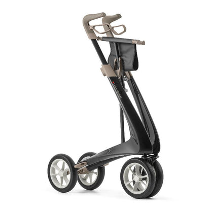 Lichtgewicht Rollator Carbon- Ultralight Zwart Met Organiser Bag - Large Zitbreedte 47CM - Hulpmiddeldiscounter.nl