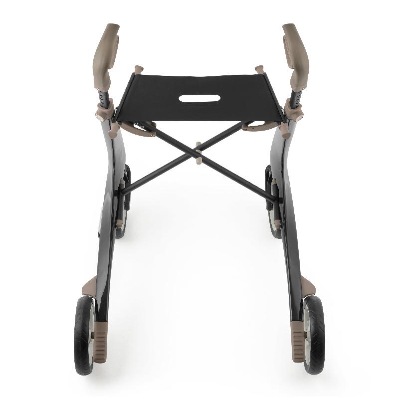 Lichtgewicht Rollator Carbon- Ultralight Zwart Met Organiser Bag - Large Zitbreedte 47CM - Hulpmiddeldiscounter.nl