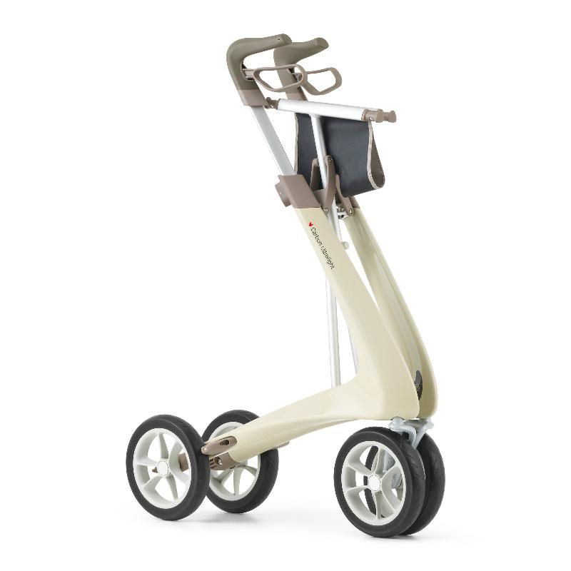 Lichtgewicht Rollator Carbon-Ultralight Wit Met Organiser Bag - Large Zitbreedte 47 CM - Hulpmiddeldiscounter.nl