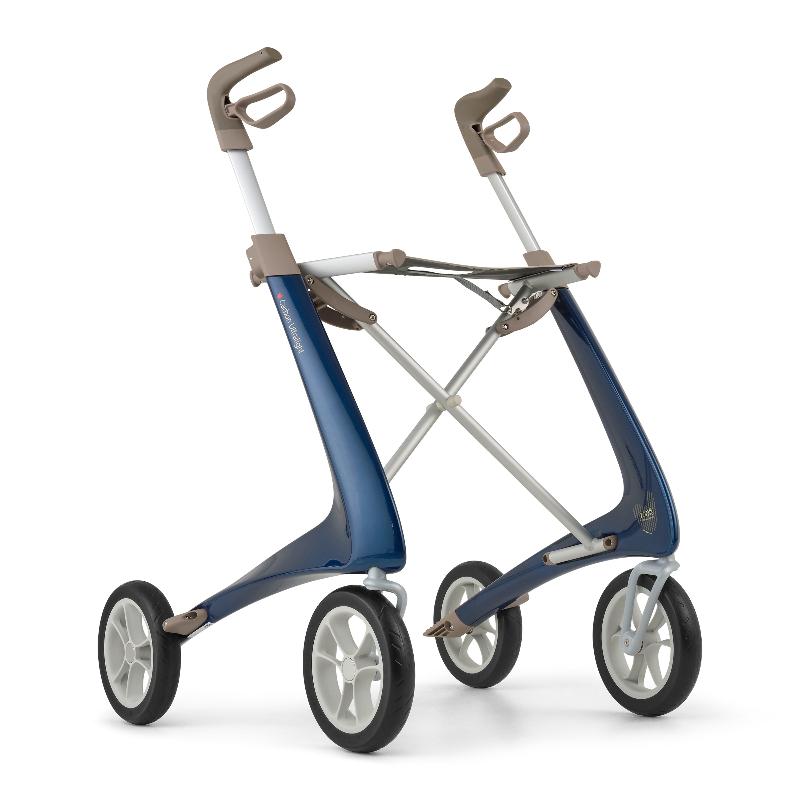 Rollator - Lichtgewicht en Stabiel plus Extra breed -Carbon Ultralight Blauw Met Organizer Bag - - Hulpmiddeldiscounter.nl