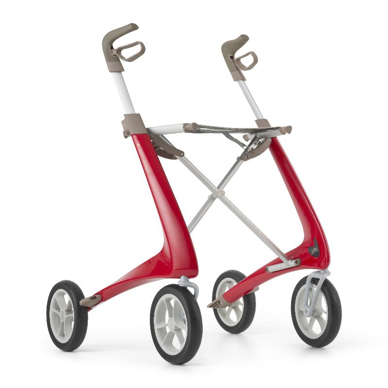 Rollator - Lichtgewicht en Stabiel Plus Extra Breed Carbon - Rood Met Organiser Tas - Large Zitbreedte 47CM - Hulpmiddeldiscounter.nl