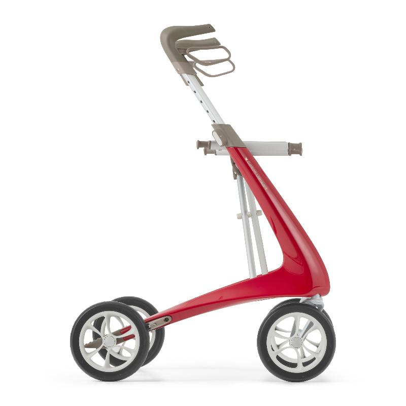 Rollator - Lichtgewicht en Stabiel Plus Extra Breed Carbon - Rood Met Organiser Tas - Large Zitbreedte 47CM - Hulpmiddeldiscounter.nl