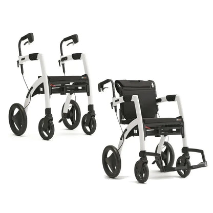 Lichtgewicht Rollator Rollz Motion 2 - 3-in-1 Rollator en Rolstoel - Pebble White - Hulpmiddeldiscounter.nl