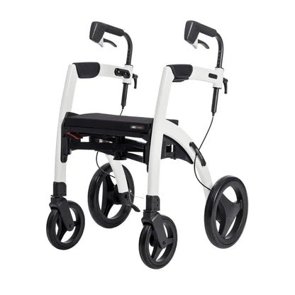 Lichtgewicht Rollator Rollz Motion 2 - 3-in-1 Rollator en Rolstoel - Pebble White - Hulpmiddeldiscounter.nl