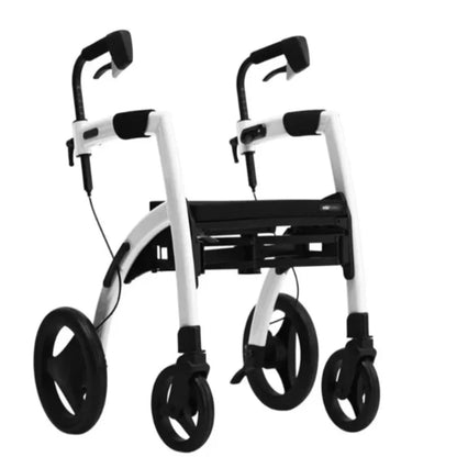 Lichtgewicht Rollator Rollz Motion 2 - 3-in-1 Rollator en Rolstoel - Pebble White - Hulpmiddeldiscounter.nl