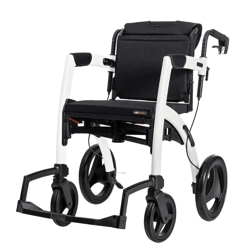 Lichtgewicht Rollator Rollz Motion 2 - 3-in-1 Rollator en Rolstoel - Pebble White - Hulpmiddeldiscounter.nl