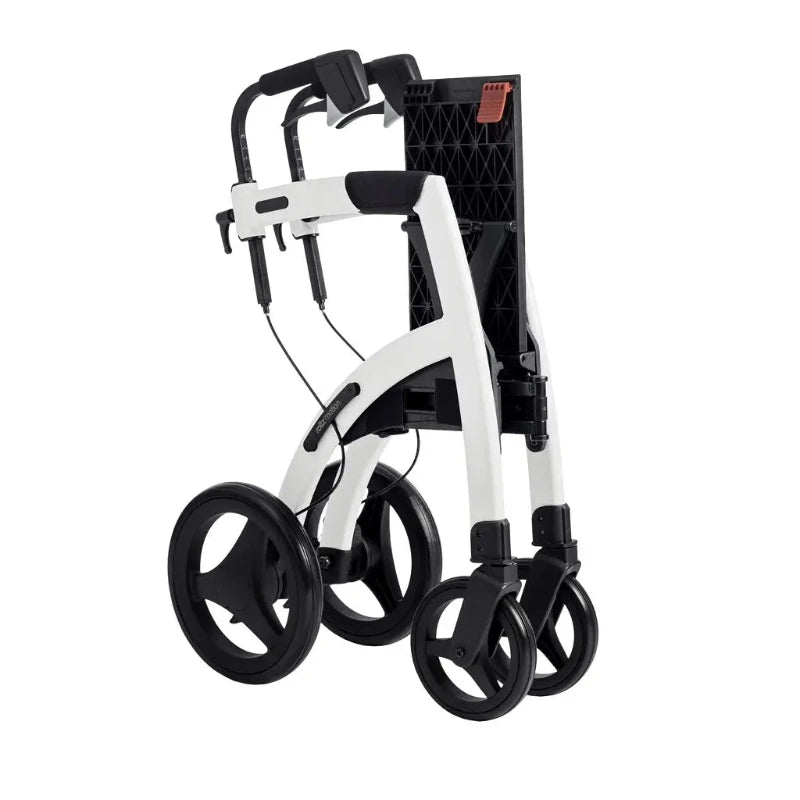 Lichtgewicht Rollator Rollz Motion 2 - 3-in-1 Rollator en Rolstoel - Pebble White - Hulpmiddeldiscounter.nl