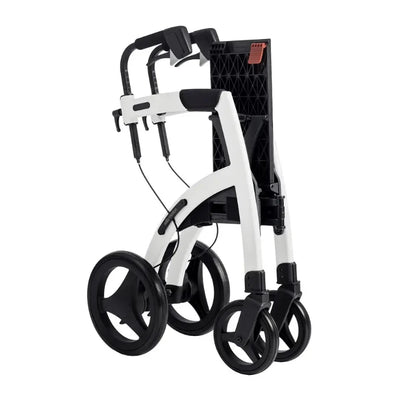 Lichtgewicht Rollator Rollz Motion 2 - 3-in-1 Rollator en Rolstoel - Pebble White - Hulpmiddeldiscounter.nl