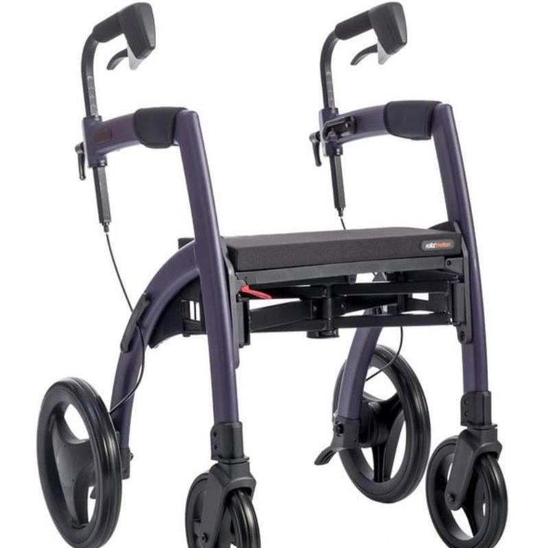 Lichtgewicht Rollator Rollz Motion 2 - 3-in-1 Rollator en Rolstoel - Dark Purple - Hulpmiddeldiscounter.nl