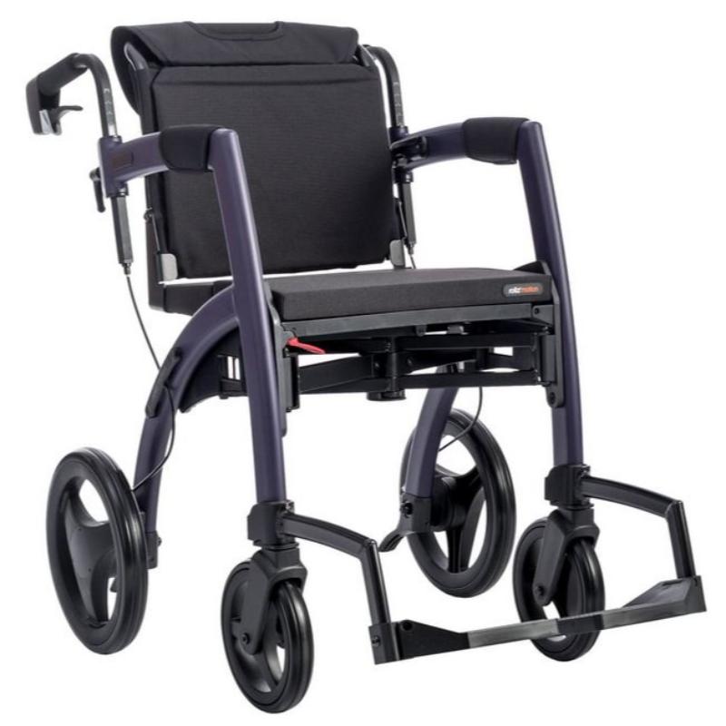 Lichtgewicht Rollator Rollz Motion 2 - 3-in-1 Rollator en Rolstoel - Dark Purple - Hulpmiddeldiscounter.nl