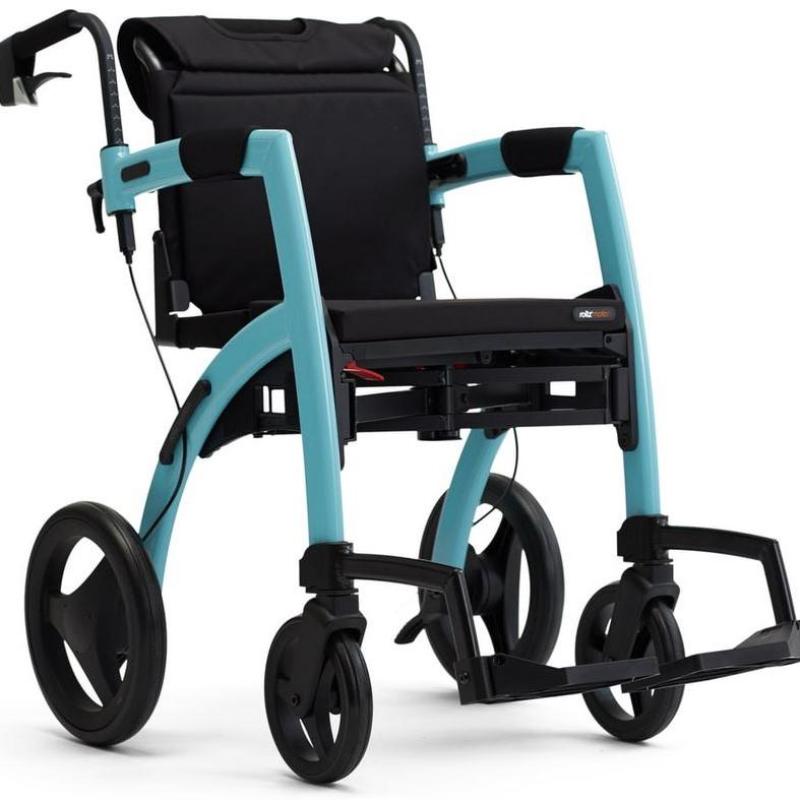 Lichtgewicht Rollator Rollz Motion 2 - 3-in-1 Rollator en Rolstoel - Island Blue - Hulpmiddeldiscounter.nl