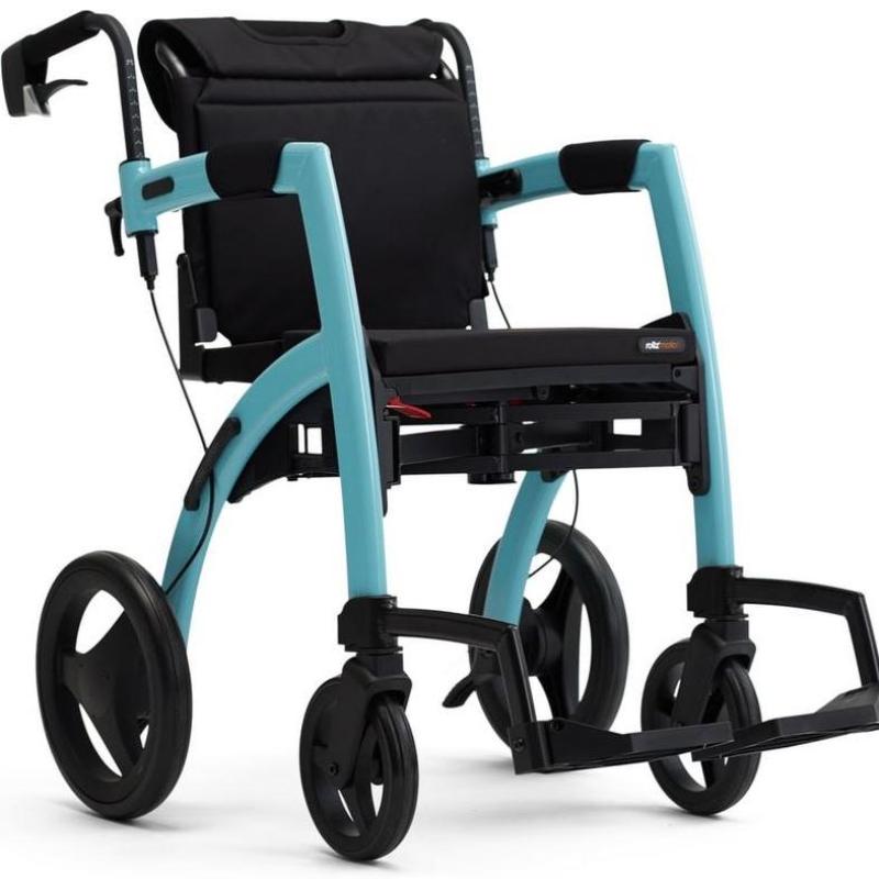 Lichtgewicht Rollator Rollz Motion 2 - 3-in-1 Rollator en Rolstoel - Island Blue - Hulpmiddeldiscounter.nl