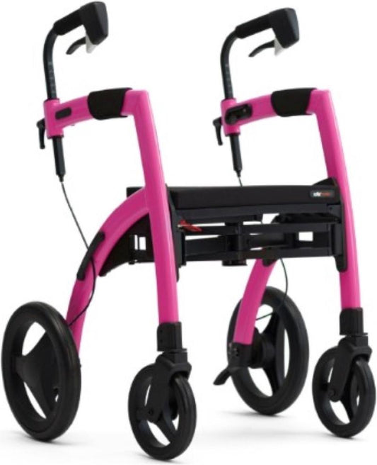 Lichtgewicht Rollator Rollz Motion 2 - 3-in-1 Rollator en Rolstoel - Candy Pink - Hulpmiddeldiscounter.nl