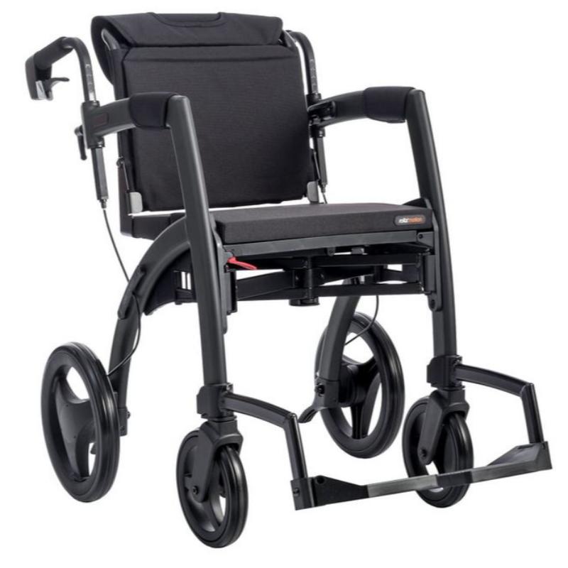 Lichtgewicht Rollator Rollz Motion 2 - 3-in-1 Rollator en Rolstoel - Matt Black - Hulpmiddeldiscounter.nl